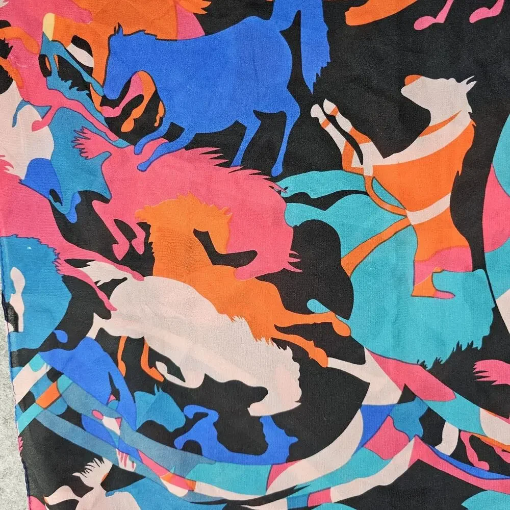 Lightweight Equestrian Scarf Colorful Abstract Art To Wear Horse Design 60